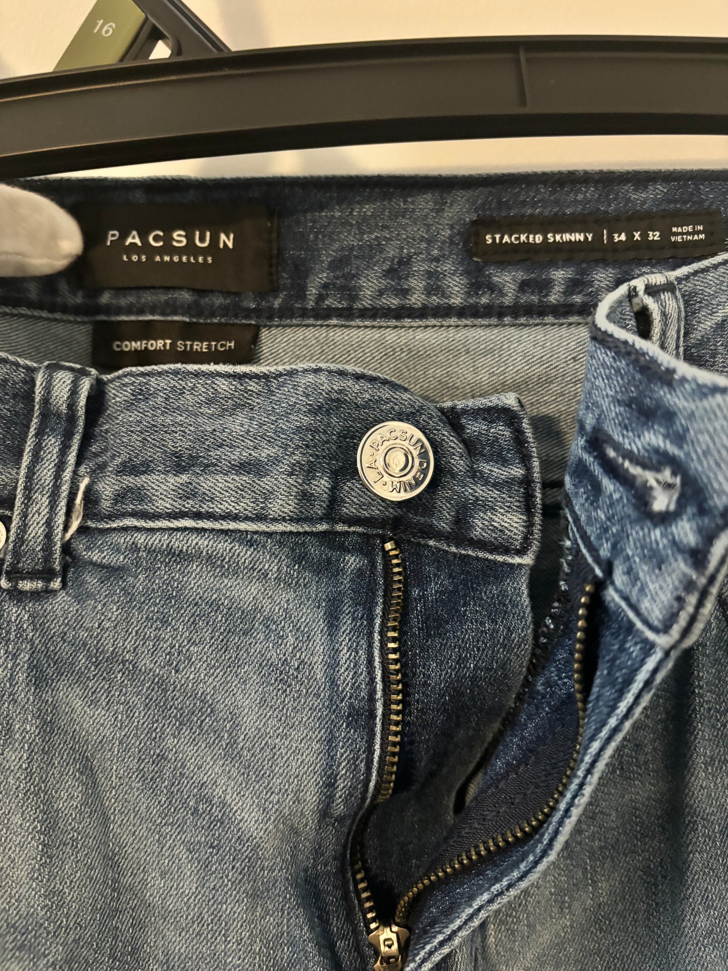 Pre-owned PacSun Mens 34 X 32 Comfort Stretch Patch Skinny Jeans