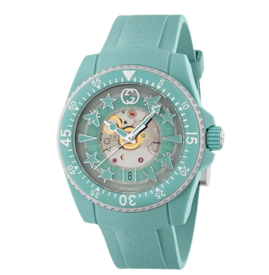 Gucci Unisex Dive Automatic Aquamarine Bio-Based Strap Watch