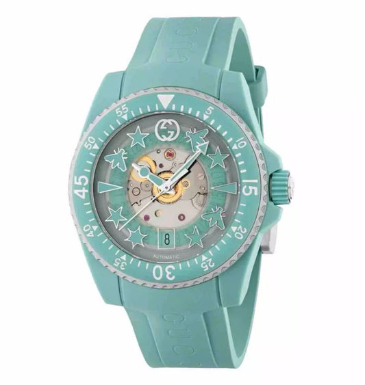 Gucci Unisex Dive Automatic Aquamarine Bio-Based Strap Watch