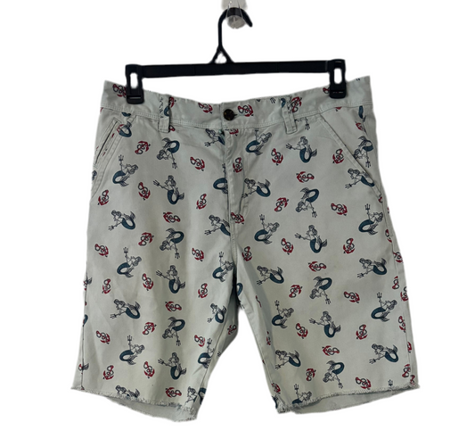 Pre-Owned Hawkings McGill Mermaid Print Patterned Cutoff Chino Short