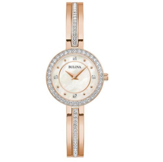 Bulova Women’s Crystal Collection Rose Gold Tone Watch