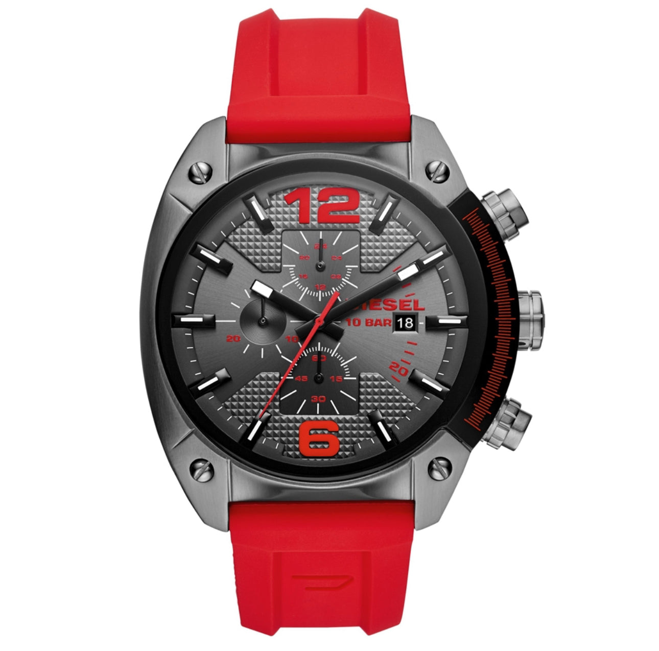 Diesel Men's Chronograph Red Silicone Strap Watch