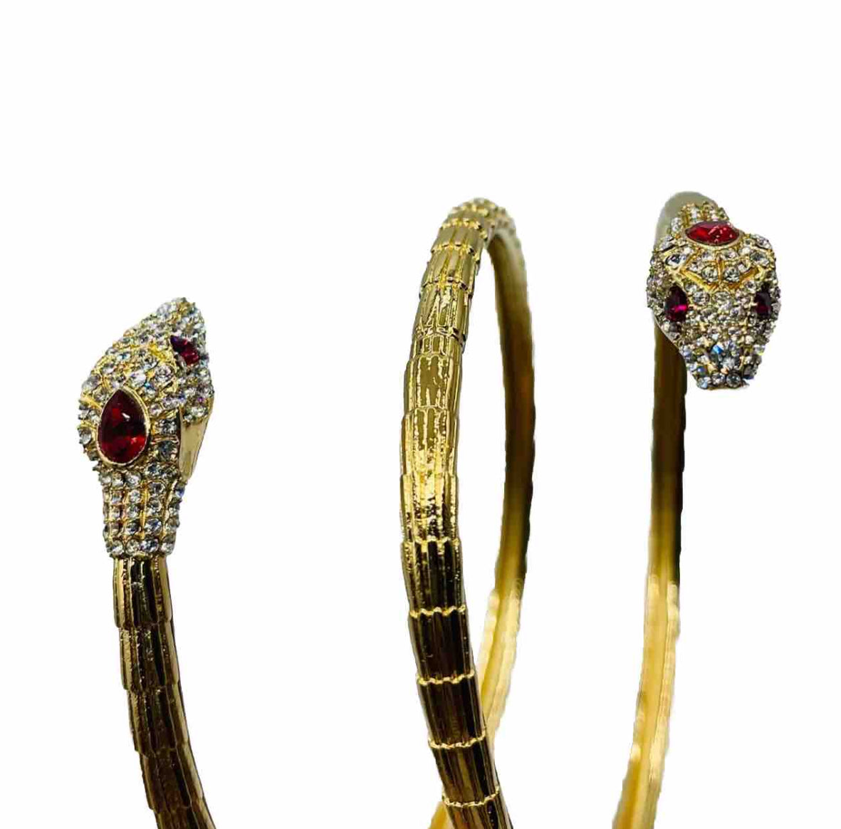 Gucci Double Crystal Snake Wrap Golden Armband Bracelet Bangle