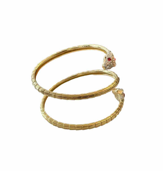 Gucci Double Crystal Snake Wrap Golden Armband Bracelet Bangle