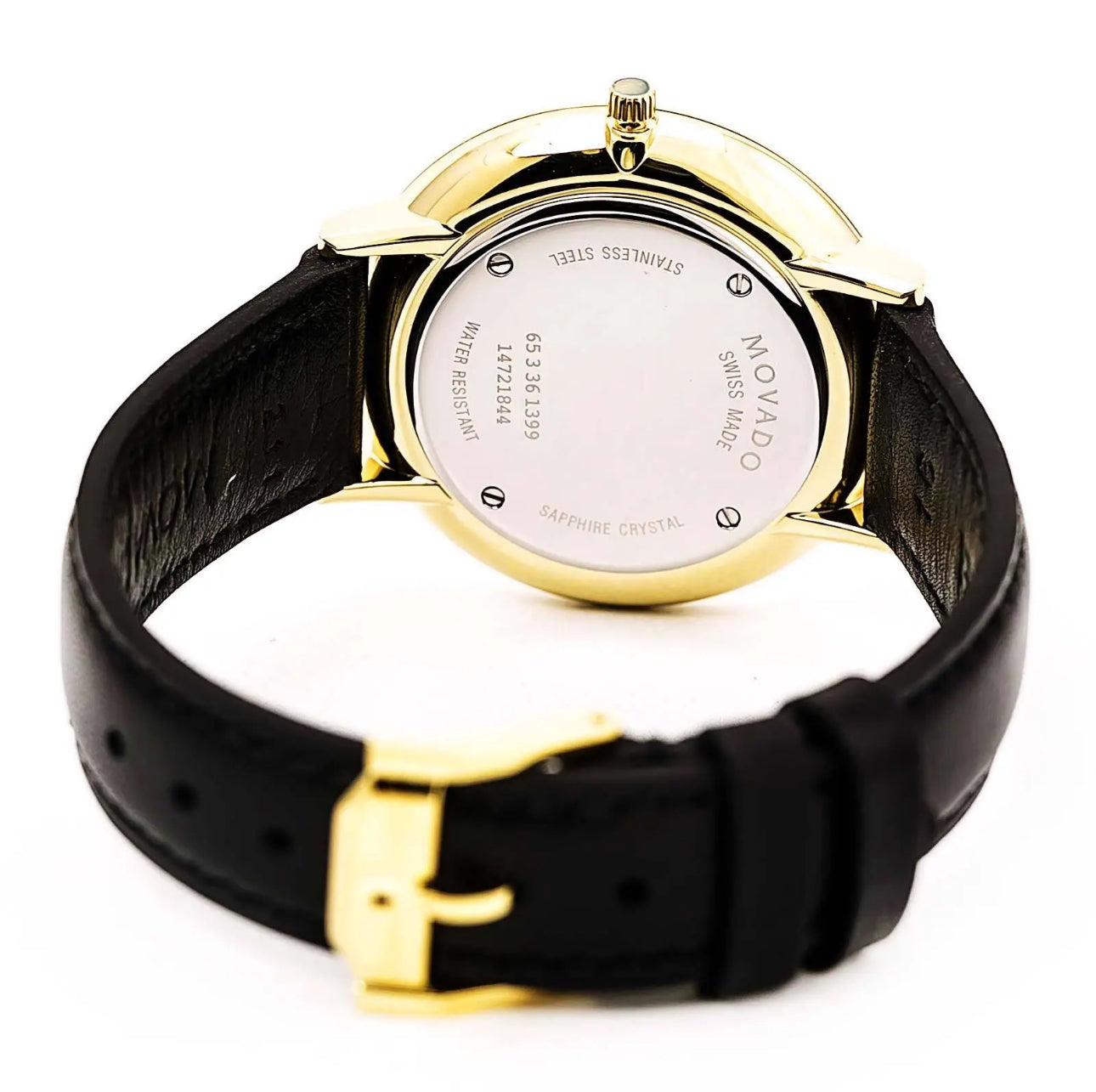 Movado Women’s Ultra Slim Black Sunray Dial Leather Strap Watch